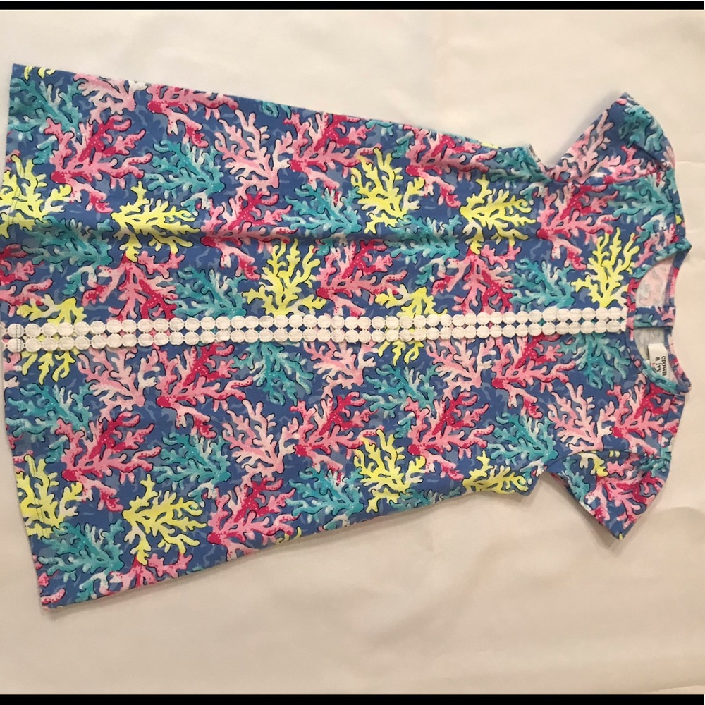 NWOT, Bright Colored Dress with White Lace